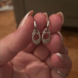 Coach C  Silver Crystal Earrings